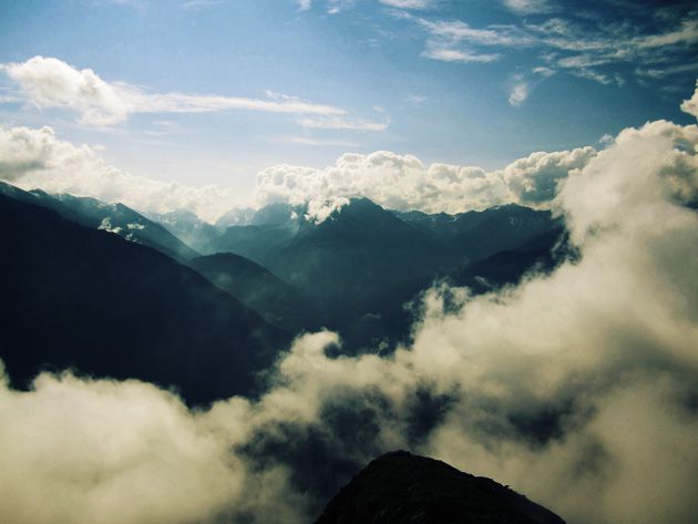 Tief hängende Wolken im Wettersteingebirge