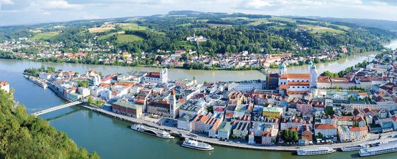 Ein Blick auf die Altstadt von Passau aus der Vogelperspektive