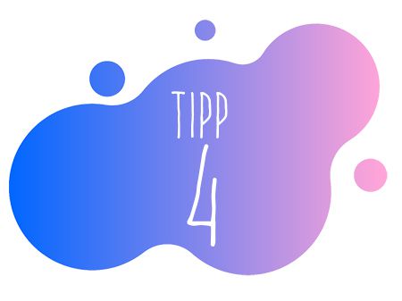Eine gezeichnete blau-violette Wolke mit dem Text "Tipp 4"