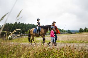 Familienausflug mit einem Pferd