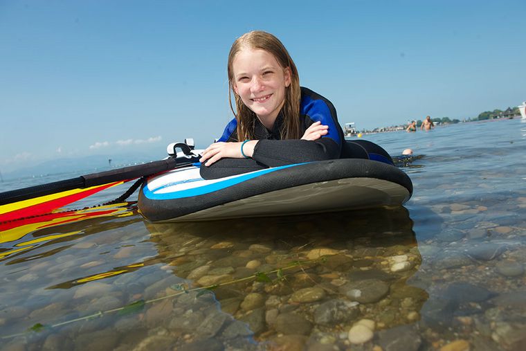 Surfen auf dem Bodensee: Der Kursus kostet Kraft, macht aber glücklich!