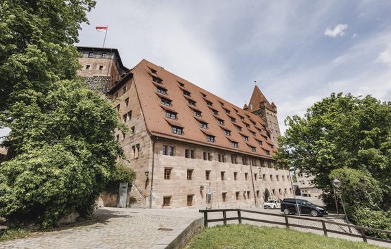 Die Aussenansicht der Kaiserburg in Nürnberg 