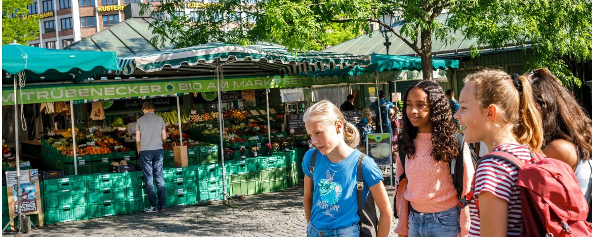 Klassenfahrt nach München verbunden mit einem Bummel über den Viktualienmarkt