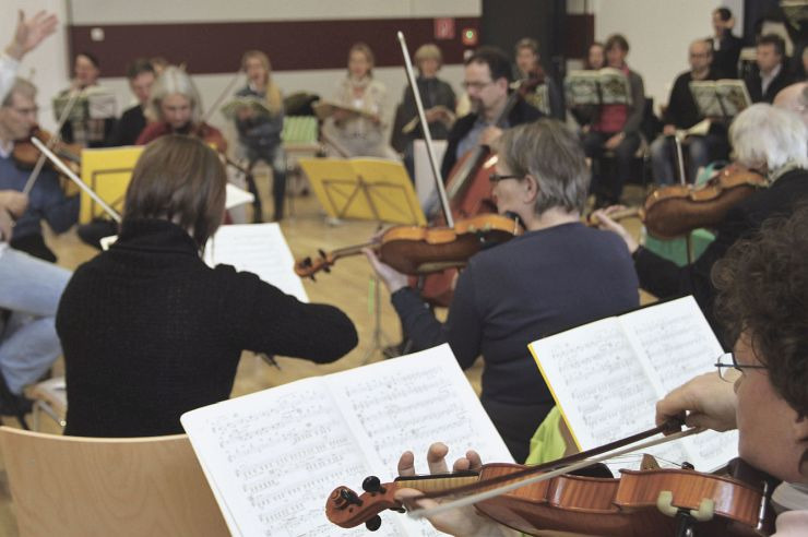 Orchesterprobe in der Jugendherberge Bad Münstereifel.